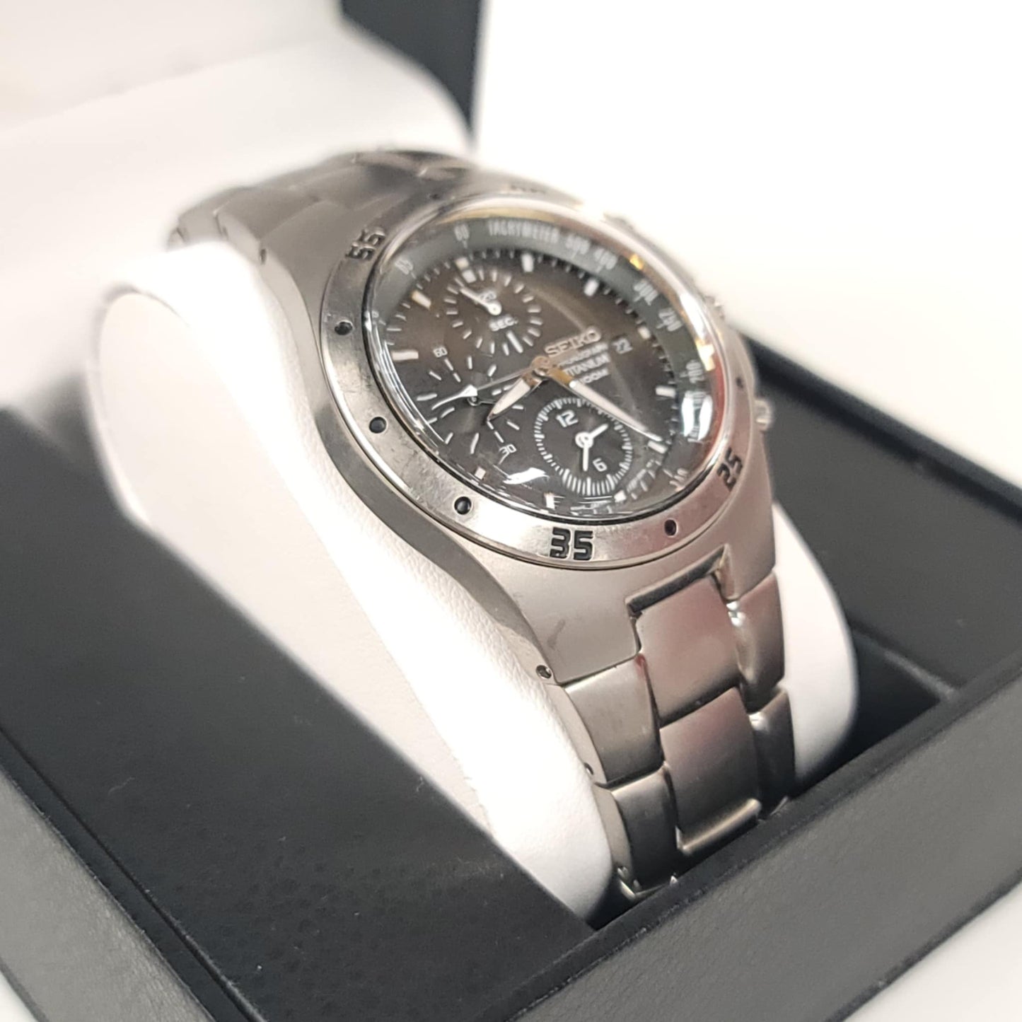 Seiko Men's Chronograph Titanium Watch – 100M Water Resistant