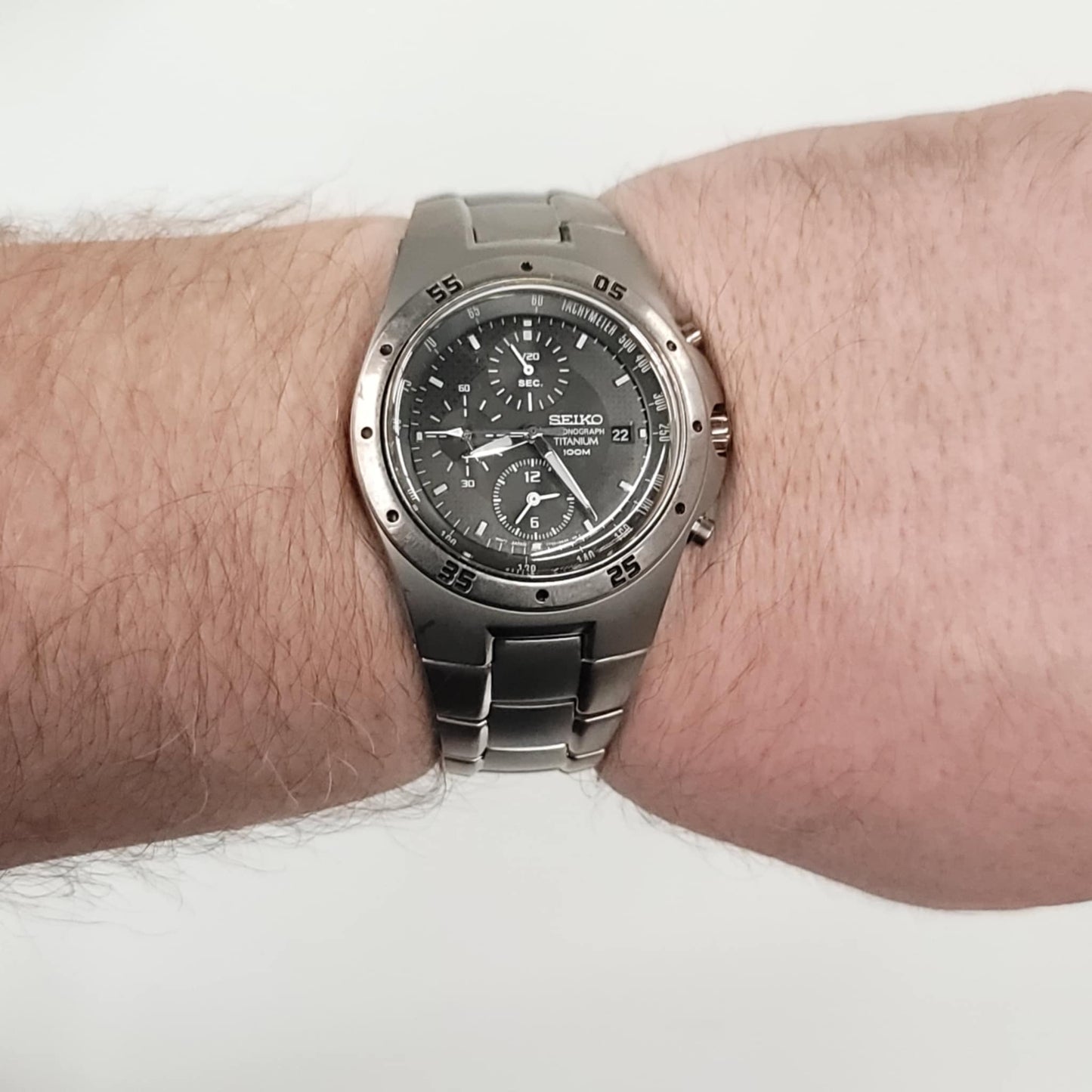 Seiko Men's Chronograph Titanium Watch – 100M Water Resistant