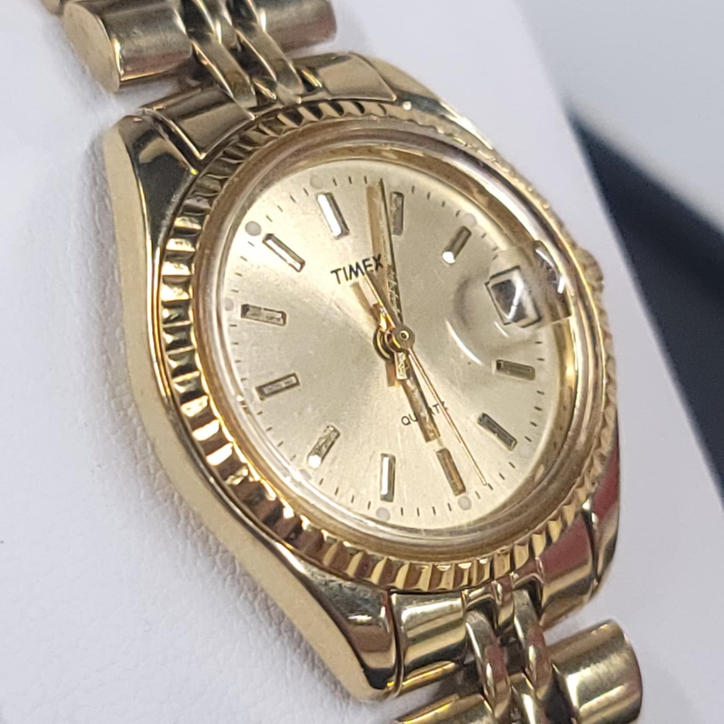Vintage Ladies Timex Gold Watch with Date – Gently Used