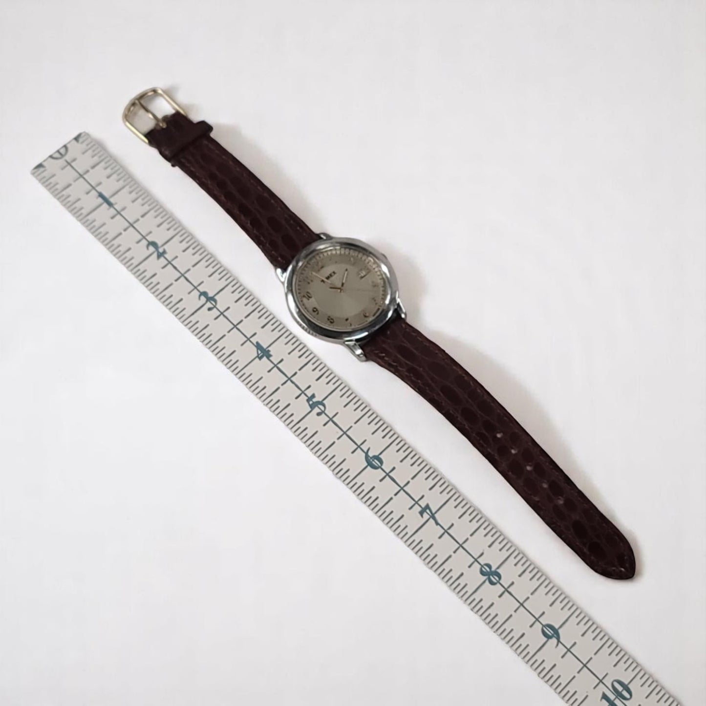 Timex Men’s Silver & Gold Indiglo Watch with Lizard Leather Band – 37mm Case