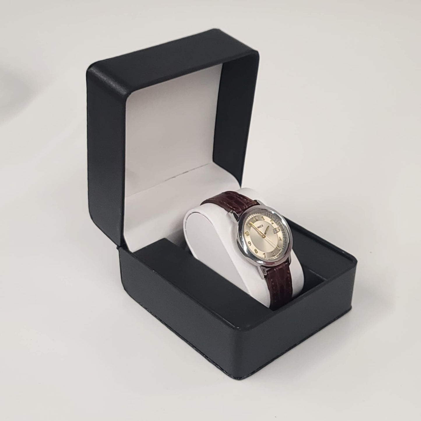 Timex Men’s Silver & Gold Indiglo Watch with Lizard Leather Band – 37mm Case