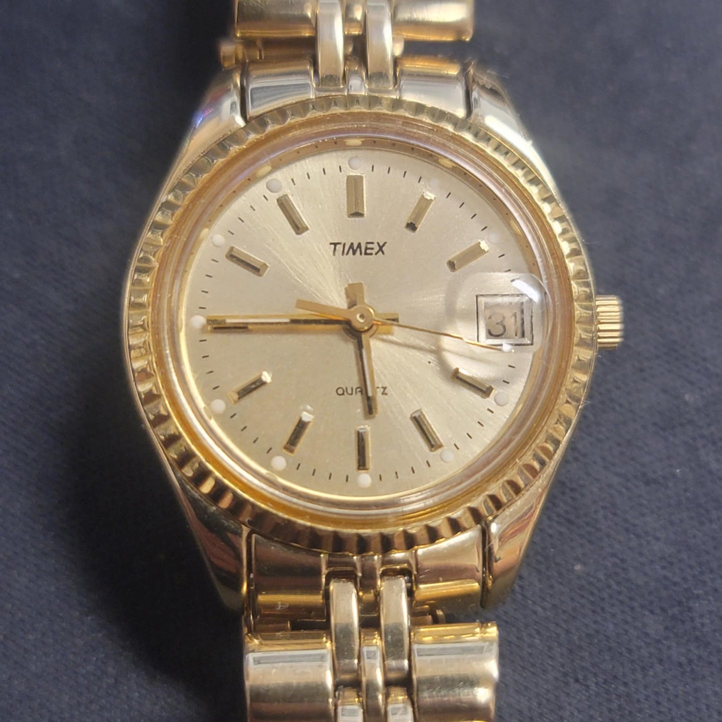 Vintage Ladies Timex Gold Watch with Date – Gently Used