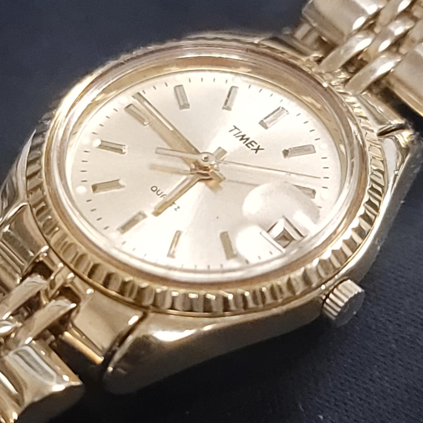 Vintage Ladies Timex Gold Watch with Date – Gently Used