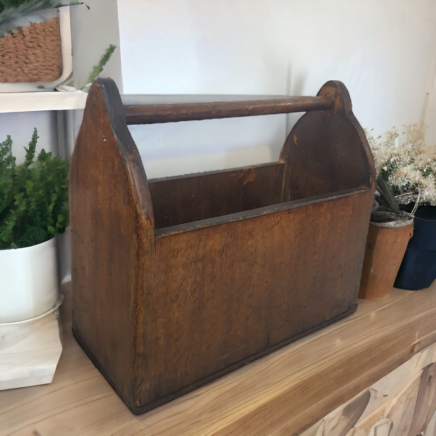 Antique Amish Wooden Garden Harvest Basket