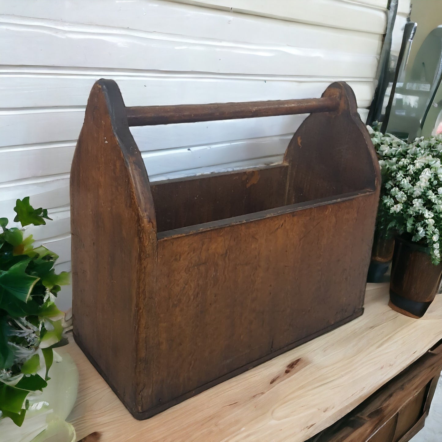 Antique Amish Wooden Garden Harvest Basket