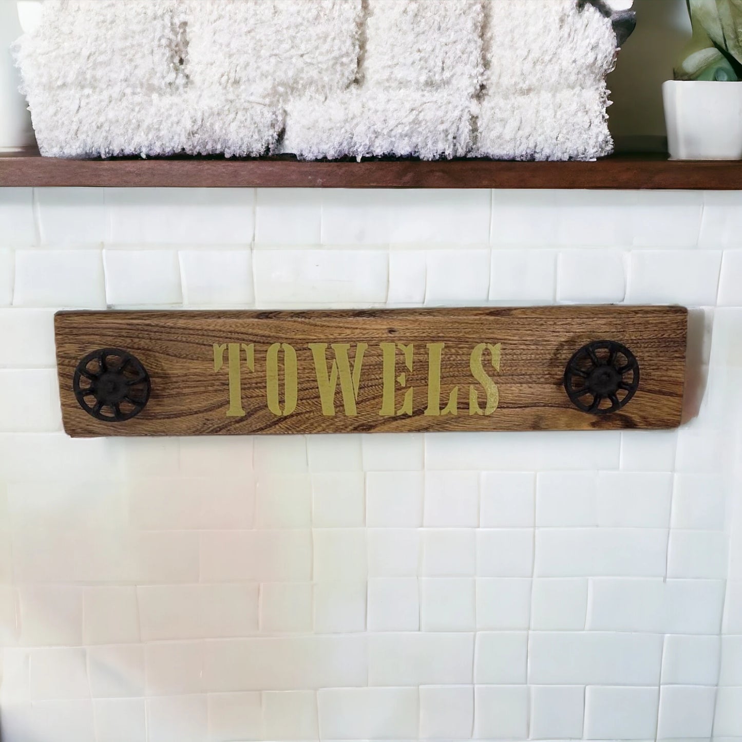 Rustic Wooden Towel Rack Bathroom Decor