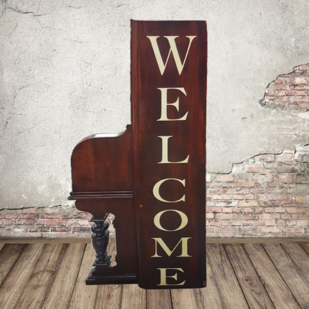 Unique Welcome Sign Antique Piano Music Shop Decor