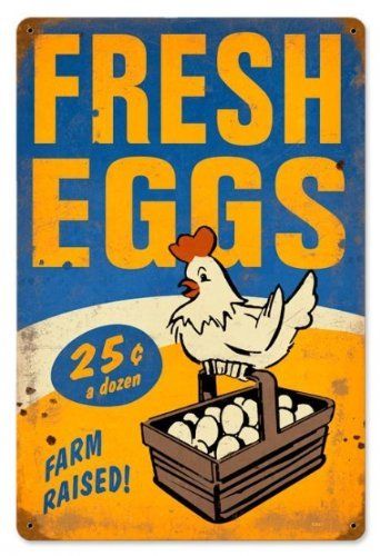 Fresh Eggs 25 CENTS Chicken Coop Sign Personalized Metal Sign