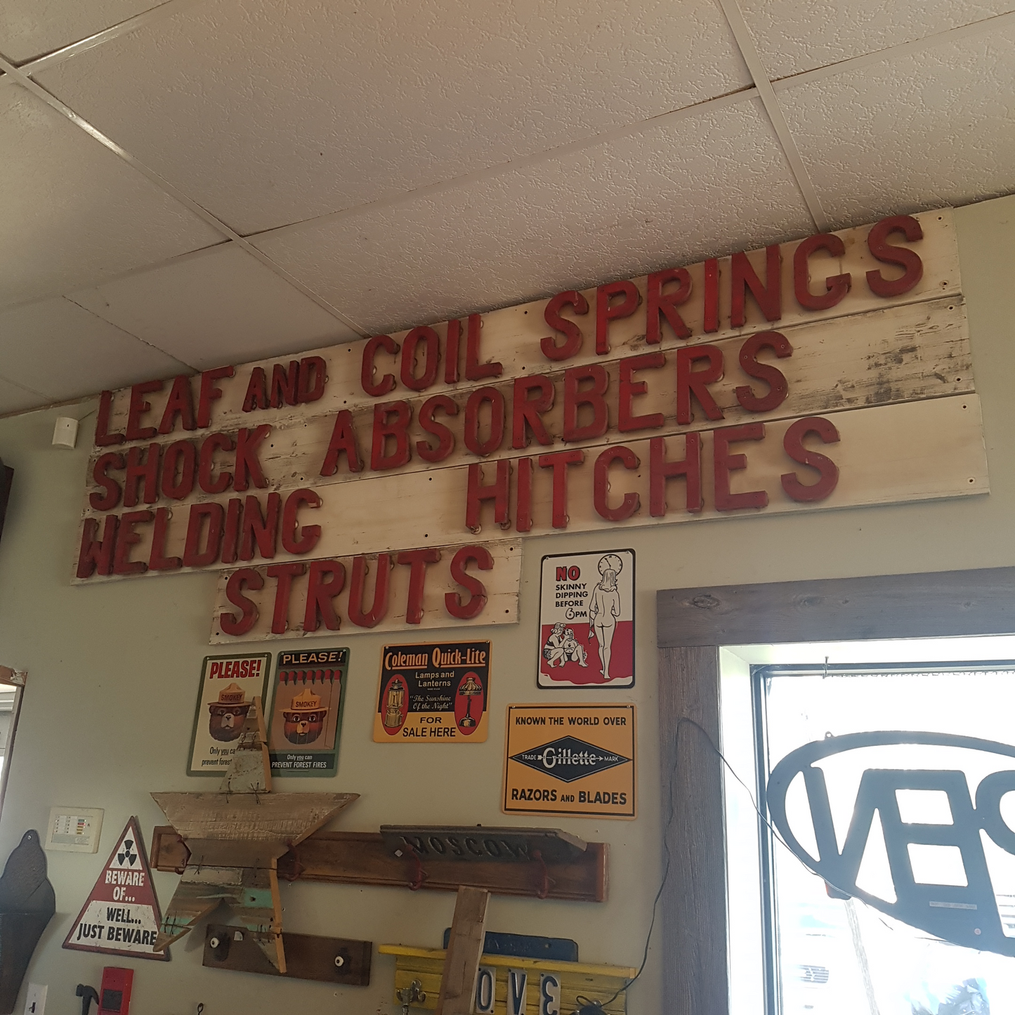 antique wooden automotive service station sign