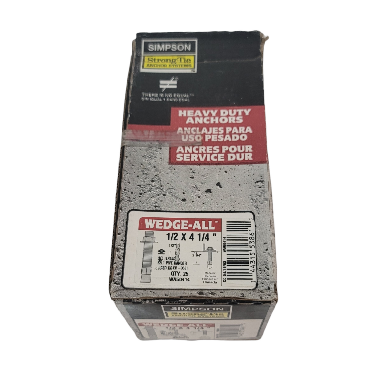 simpson strong-tie wedge-all 1/2" x 4-1/4" wedge anchor galvanized