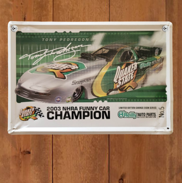 Nascar Sign 2003 NHRA Funny Car Champion Quaker State GArage Decor