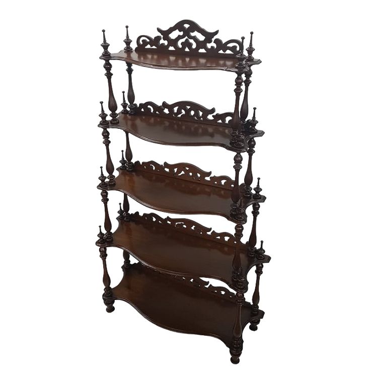 Ornate Victorian Walnut Curio Whatnot Shelf