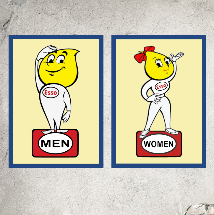 Sign Esso Oil Drop Boy & Girl Bathroom Mens and Womens Signs