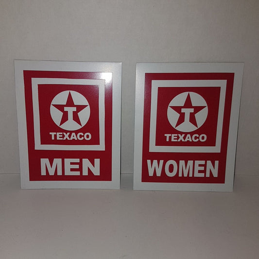 texaco mens and womens metal bathroom restroom toilet sign