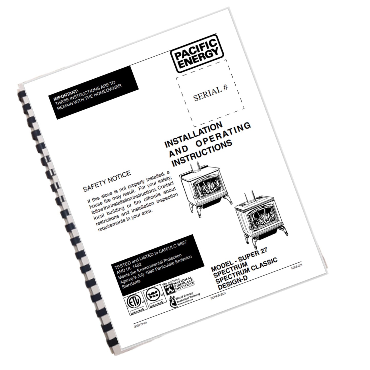 Pacific Energy Wood Stove Manual Spectrum Super 27