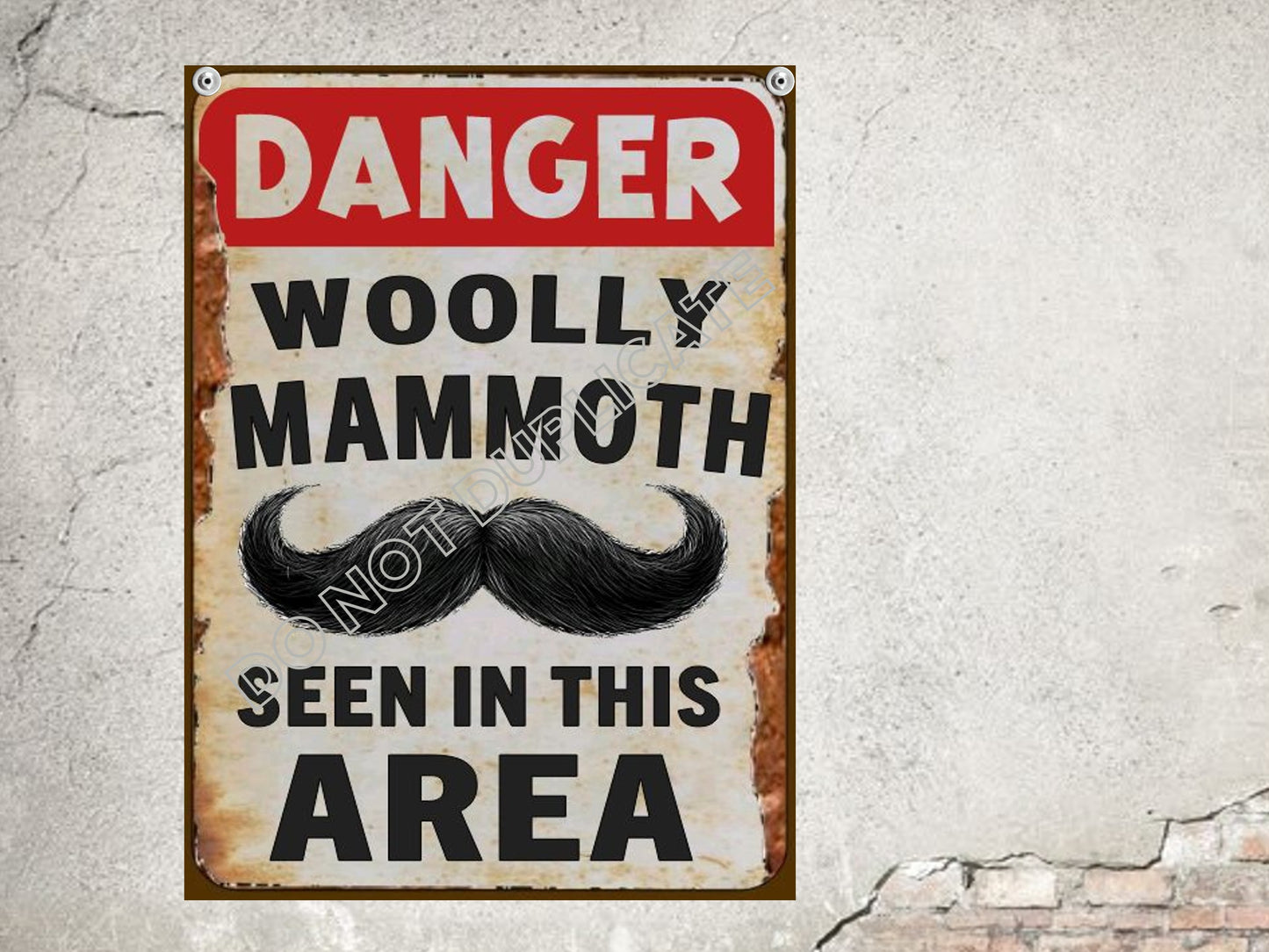 Barber Shop Sign Danger Woolly Mammoth Seen In This Area Moustache Decor