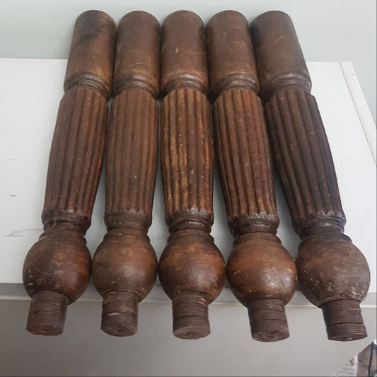 antique hardwood table legs fluted jacobean