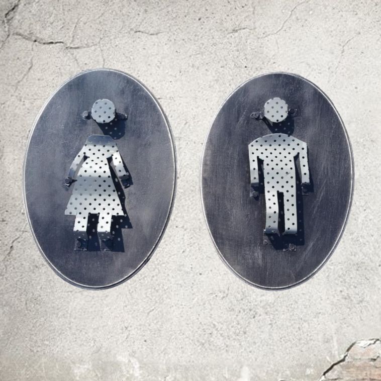 Custom Metal Bathroom Signs Hand Cut Figures