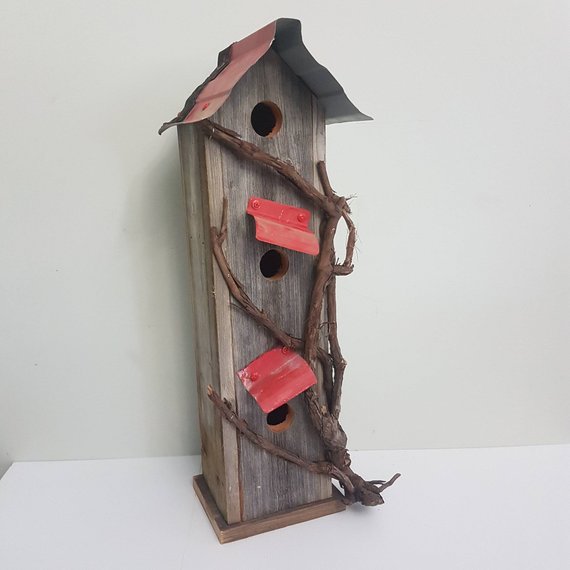 rustic bird house hand built