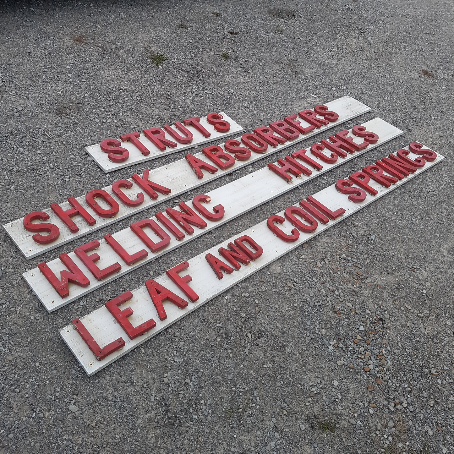 antique wooden automotive service station sign