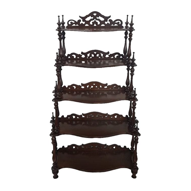 Ornate Victorian Walnut Curio Whatnot Shelf