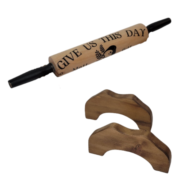 Inspirational Wooden Rolling Pin Give Us This Day Our Daily Bread Matt 6:11