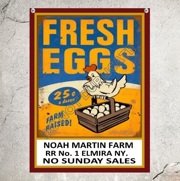 Fresh Eggs 25 CENTS Chicken Coop Sign Personalized Metal Sign
