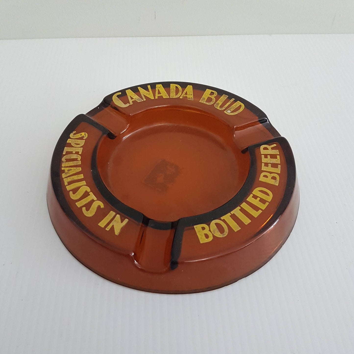 canada bud glass ashtray beer advertising