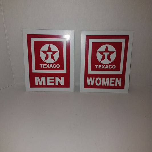 texaco mens and womens metal bathroom restroom toilet sign