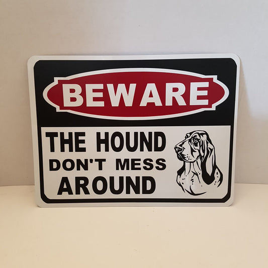 beware sign property patrolled by pot bellied pig