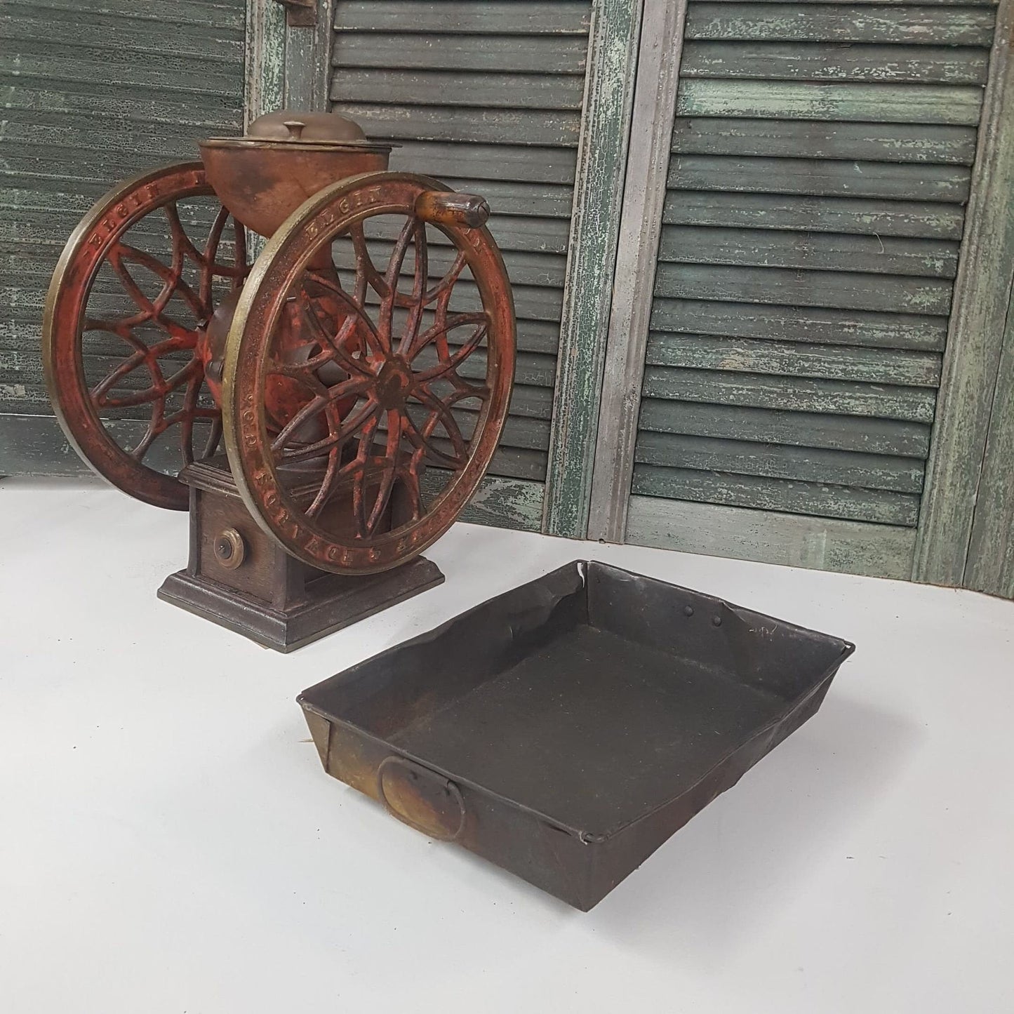 antique bin industrial metal box or basket primitive old for storage or display rustic weathered vtg old