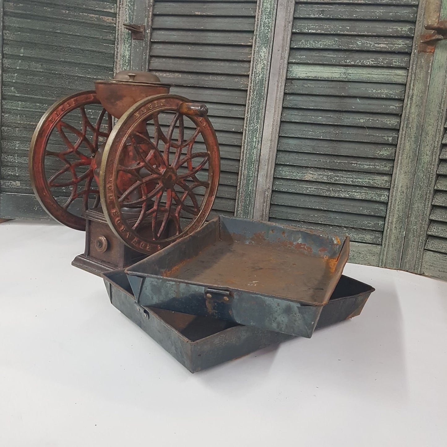 antique bin industrial metal box or basket primitive old for storage or display rustic weathered vtg old