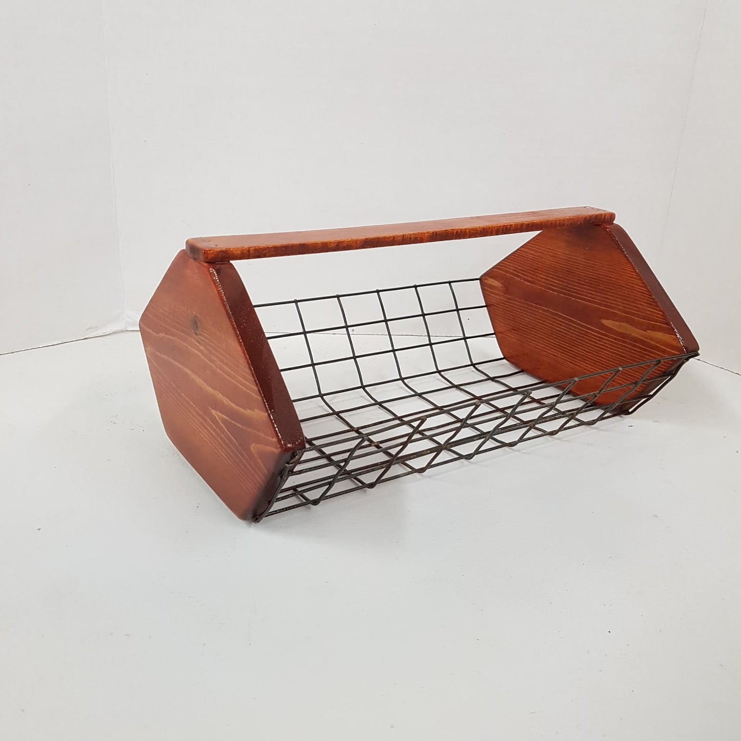 rustic wooden wire egg basket fresh eggs folk art