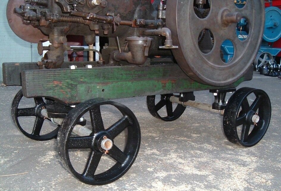 Huge Cast Iron Railway Baggage Cart Wheels - Hit And Miss Engine Cart Wheels Industrial Factory Cart