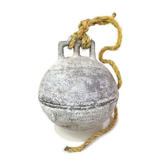 antique aluminum fishing net floats Glass Float in Green 14" Vintage 84" X Large Metal