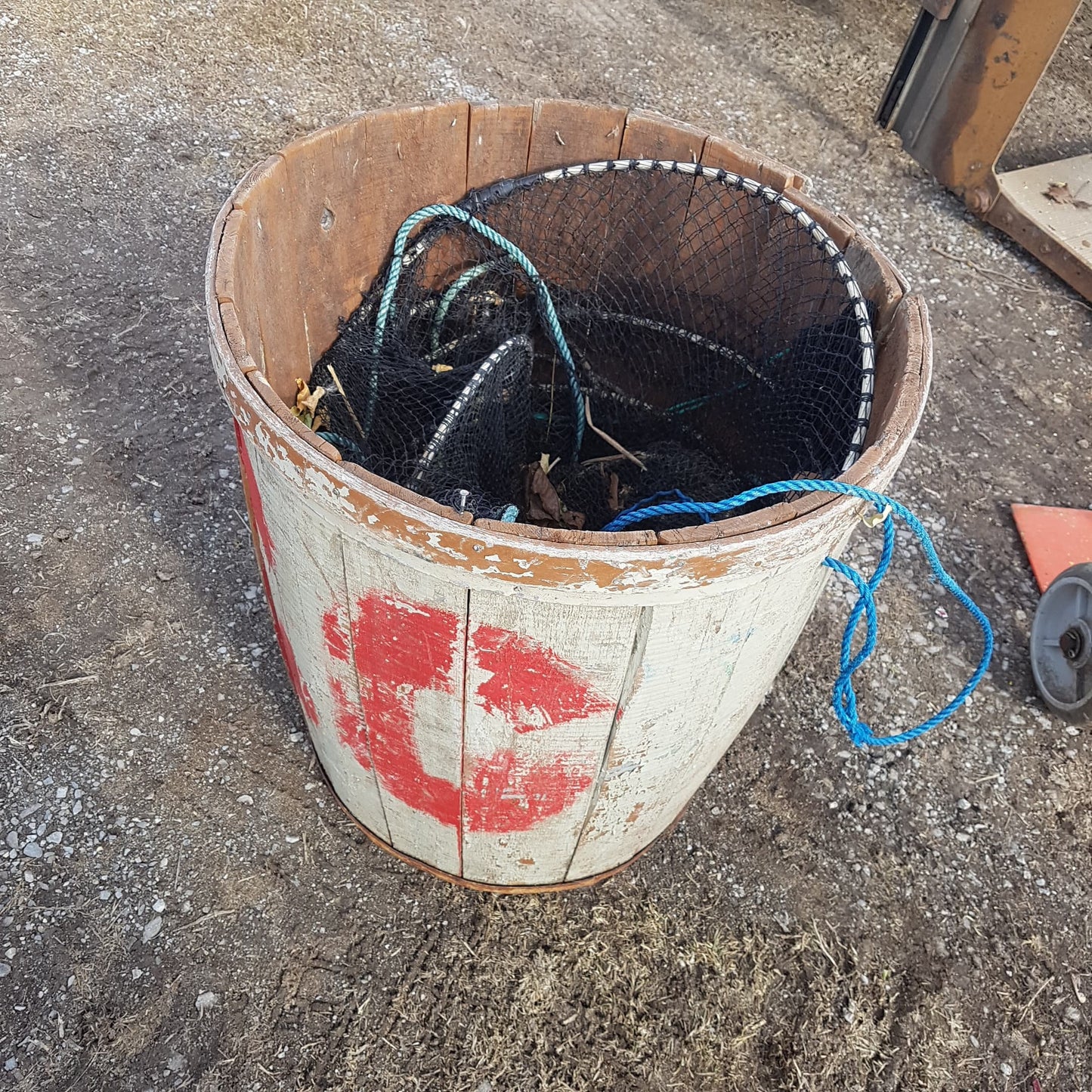 antique nautical fishing buoy / float newfoundland / maine lobster fishing