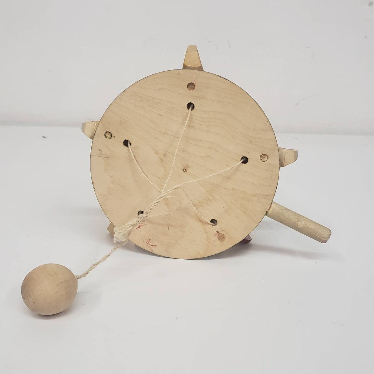 wooden string toy vintage paddle and ball moving chickens
