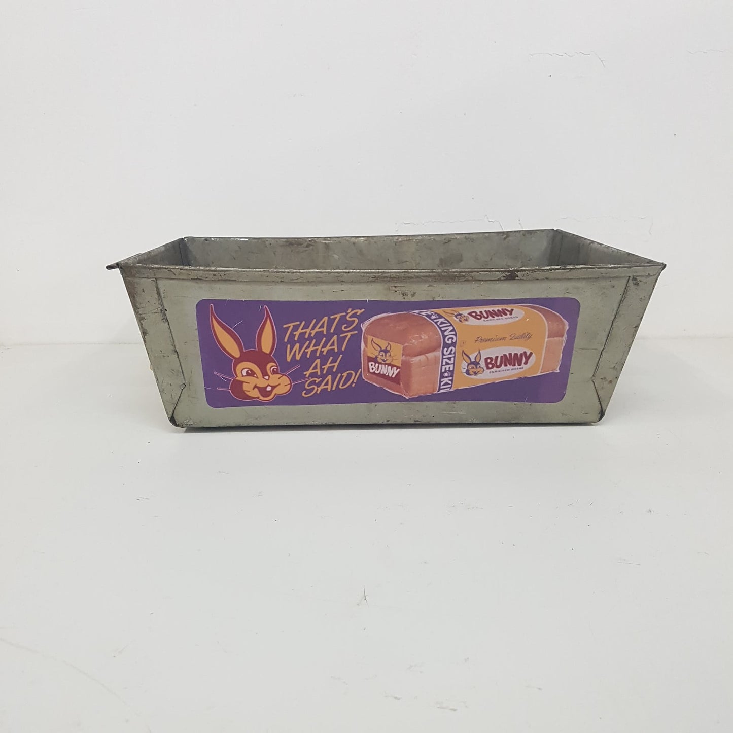 antique bin industrial metal box or basket primitive bunny bread box