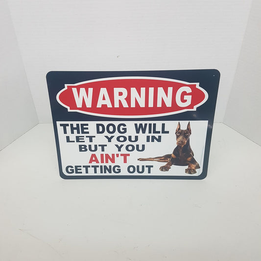 warning the hound will track you down metal sign