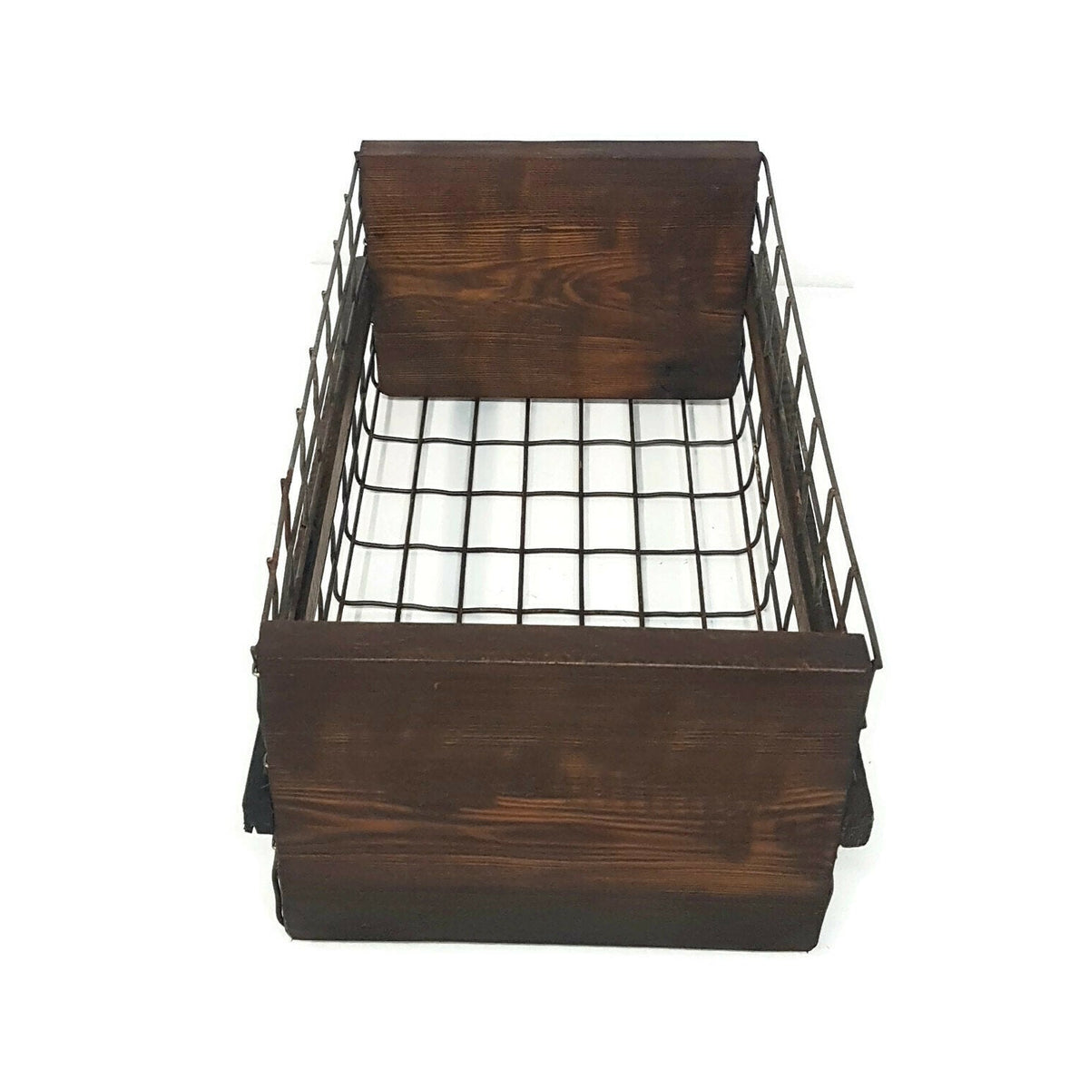 rustic reclaimed wood & wire harvest basket vegetable hod