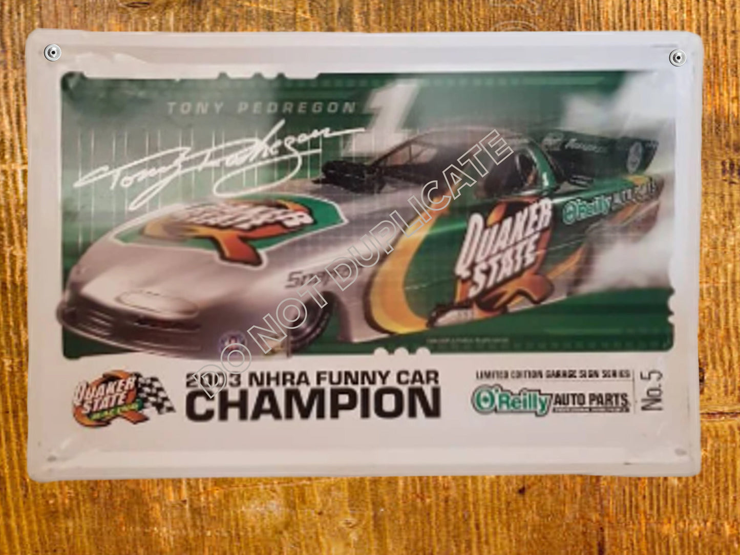 nascar sign 2003 nhra funny car champion quaker state garage decor