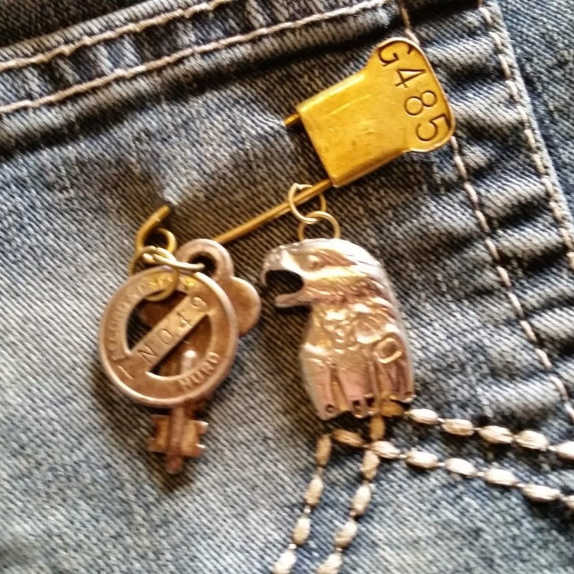 american eagle case tractor pendant pin brooch
