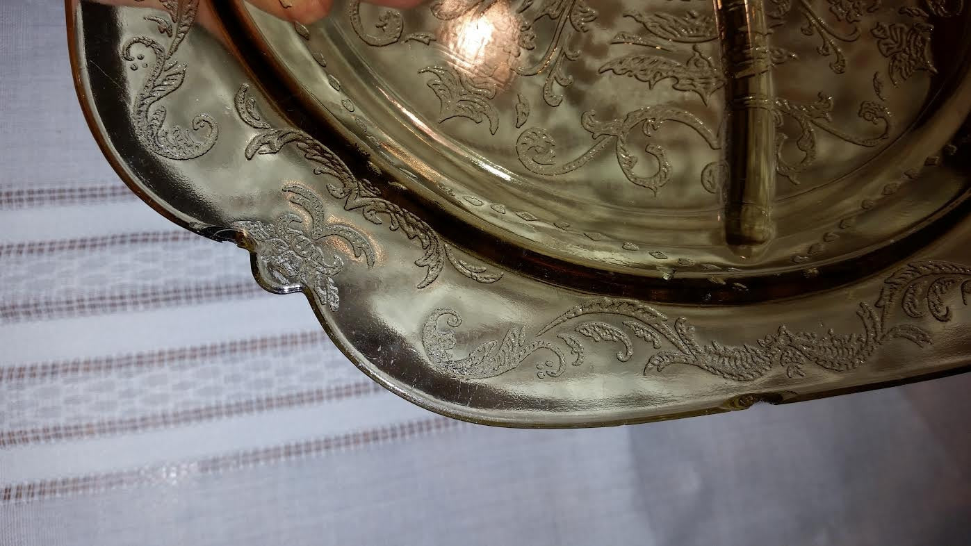 plate green depression glass serving platter