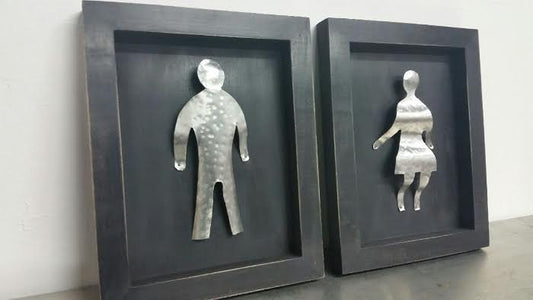 mens and womans bathroom restrooms sign
