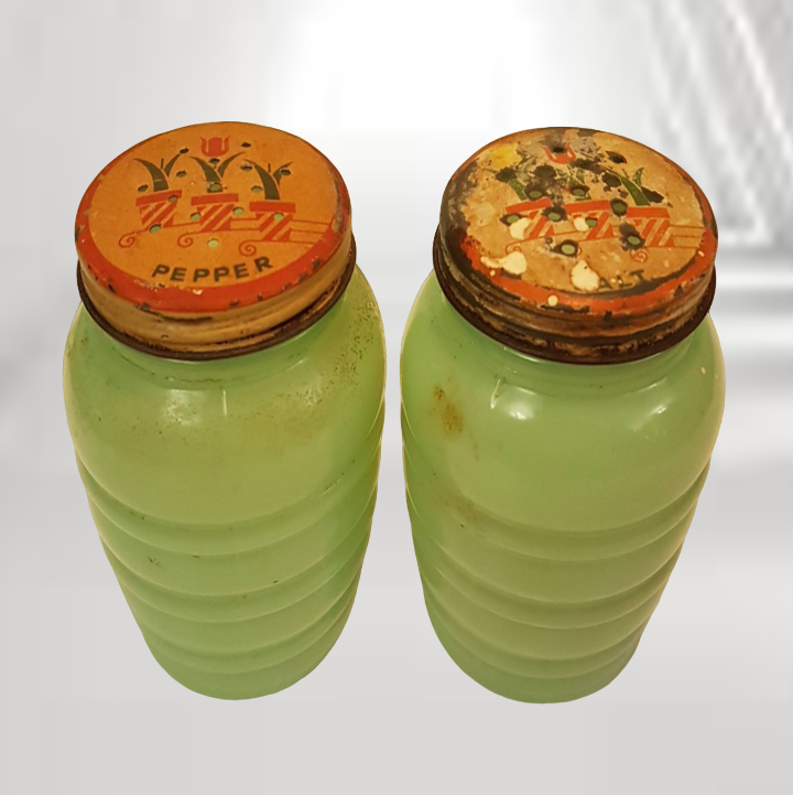 Original Jadite Salt And Pepper Shakers Vintage Kitchen Decor
