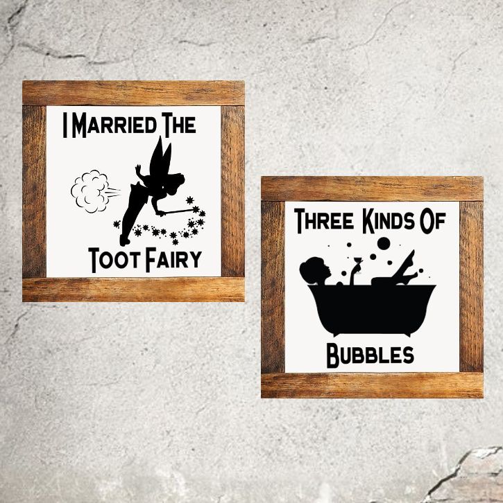 Mini Bathroom Signs Toot Fairy & Bubbles