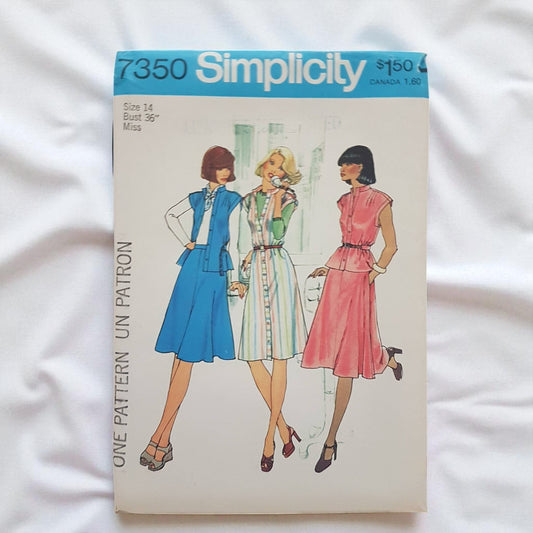 Vintage Simplicity Sewing Pattern 7350 1970s