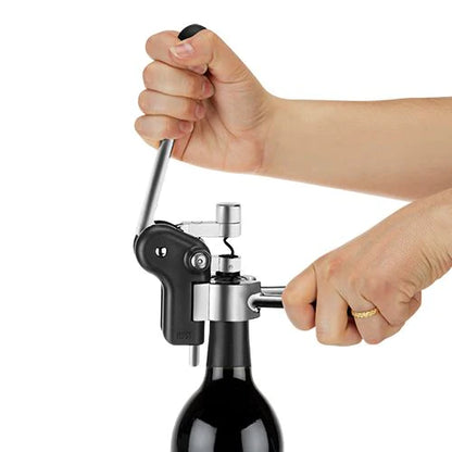 Wine Bottle Lever Corkscrew Hand Powered Portable Bar Accessory