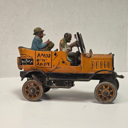 Antique Louis Marx Amos ’n’ Andy Fresh Air Taxi Cab tin lithographed wind-up jalopy toy
