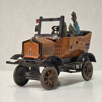 Antique Louis Marx Amos ’n’ Andy Fresh Air Taxi Cab tin lithographed wind-up jalopy toy
